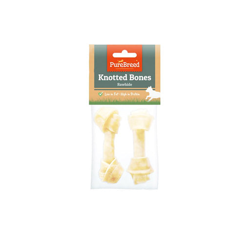 Pure Breed Rawhide Natural Knotted Dog Bone
